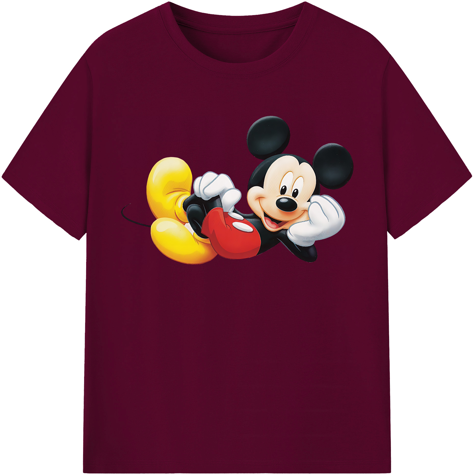（画像用） ミッキーマウス Mickey Mouse レディースカジュアルプリントTシャツ（綿100％）